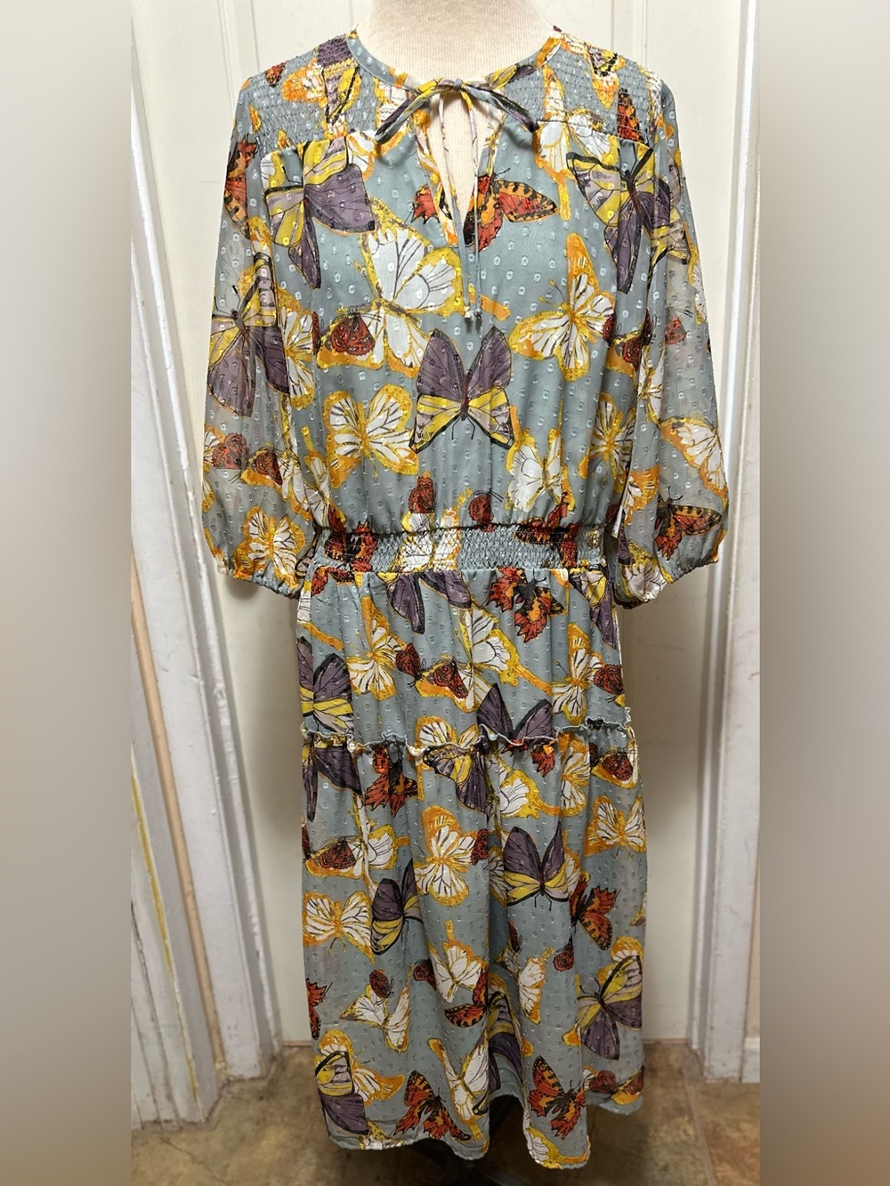 Figueroa & Flower Butterfly Peasant Dress Size XXL # 656 NWT